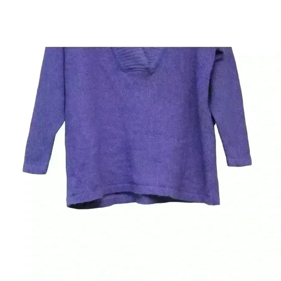 Vintage 90s Sweater Size Large Silk Angora Lambs Wool Purple Knit Cozy Soft - Picture 3 of 10